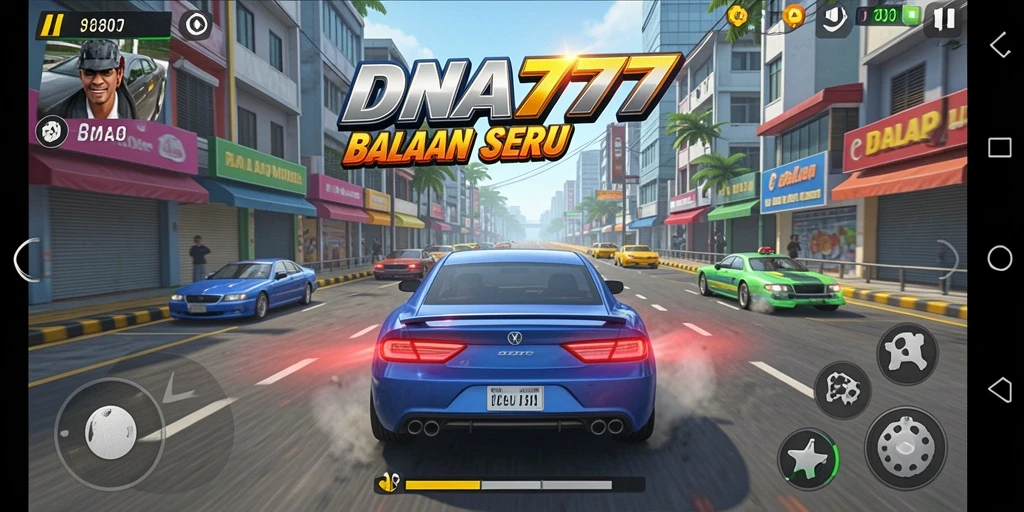 Antarmuka <strong>DNA777</strong> yang menampilkan aksi balap mobil yang mendebarkan.