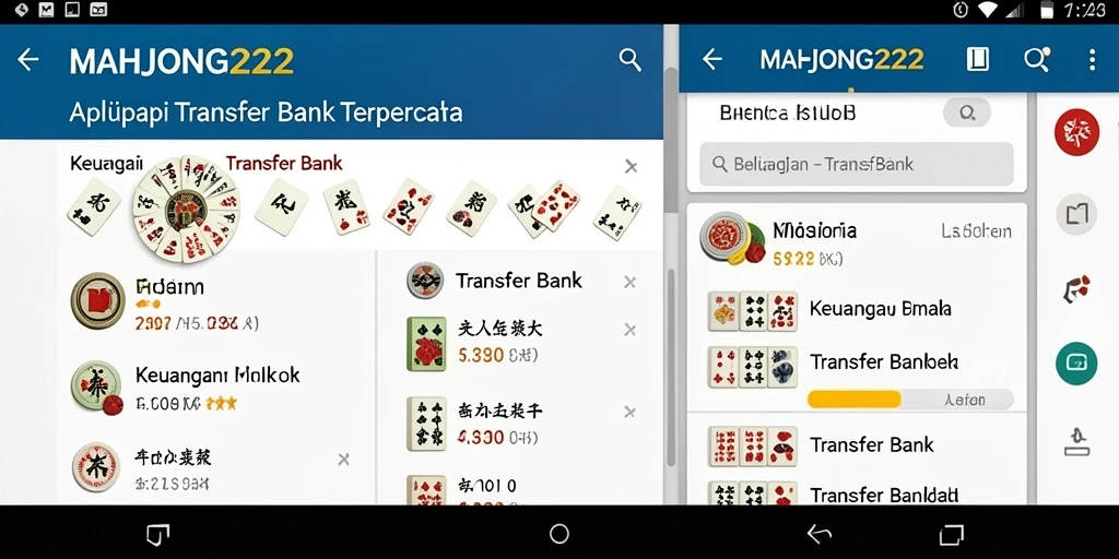 Antarmuka pengguna MAHJONG222 yang ramah untuk Transfer Bank.