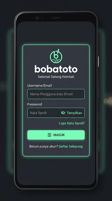 Tampilan halaman login bobatoto